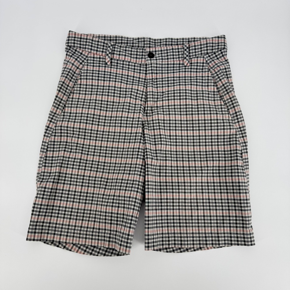 Lululemon Men's‎ Commission Golf Short Black Gray Pink Plaid Size 34 10″ Inseam